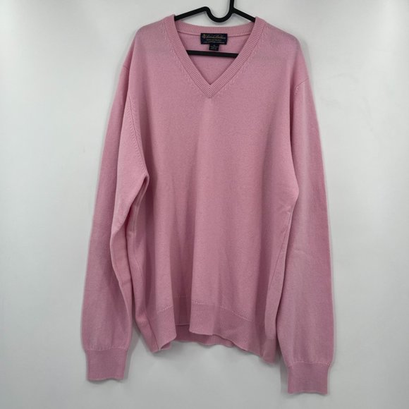 Brooks Brothers Sweaters - Brooks Brothers Pink 100% Cashmere V-Neck Sweater